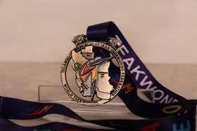 تصویر مدال تکواندو طرح نقشه ایران با لگوی جهانی و رنگ کاری لگو - طلا / نقره / برنز ا Taekwando Medal Taekwando Medal