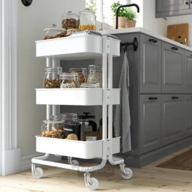 تصویر چرخ دستی سفید 35x45x78 سانتی متر ی ایکیا مدل IKEA RÅSKOG IKEA RÅSKOG Trolley white 35x45x78 cm