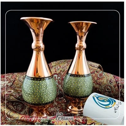 خرید و قیمت گلدان صراحی 25 مس و خاتم | ترب