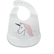 تصویر پیش بند سیلیکونی چیکو طرح اسب تک شاخ Baby silicone apron