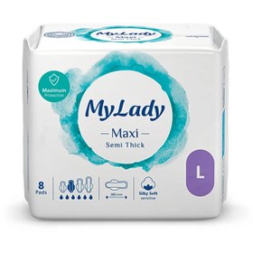 تصویر نوار بهداشتی مای لیدی مکسی سایز بزرگ ۸ عددی نیمه ضخیم 