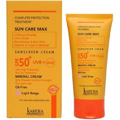 تصویر کرم ضد آفتاب پوست چرب و مختلط بژ طبیعی SPF55 کاربا 