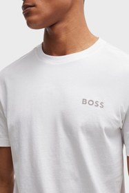 تصویر BOSS یقه دوچرخه سواری مسطح به طور منظم آستین کوتاه تیشرت سفید 50515620-100 