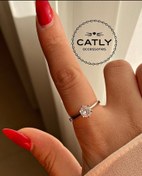 تصویر انگشتر تک‌ نگین ژوپینگ رنگ نقره ای 