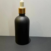 تصویر شيشه مشكي 100 میل همراه با قطره چکان سفید طلایی 