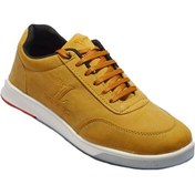 تصویر کفش اسپرت مردانه مدل LV رنگ مشکی و خردلی با چرم مصنوعی 