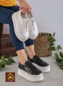 تصویر کفش کتانی زنانه ونس لژدار مشکی چرم 