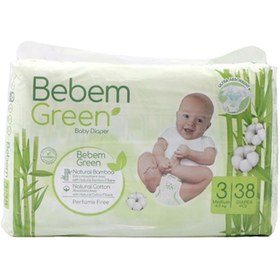 تصویر پوشک ببم سبز سایز3 بسته 38 عددی Bebem Size 3 Baby Diapers pcs 38