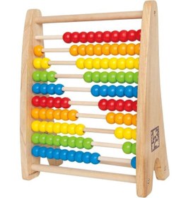 تصویر چرتکه مرواریدی رنگین برند hape Rainbow Wooden Counting Bead Abacus - Colorful Educational Toy for Learning Numbers and Counting Skills | Develops Logic and Mat