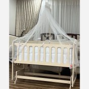 تصویر تخت گهواره نوزاد الیزا کنار مادر چوبی دیوانکو Divancoo رنگ کرم ابعاد 120 * 60 
