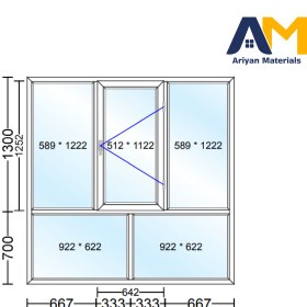 تصویر پنجره دوجداره upvc طرح 5 تک حالته 