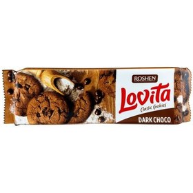 تصویر کوکی روشن لاویتا با طعم شکلات تلخ 150 گرمی Roshen Lovita Classic Cookies Dark Choco 150g