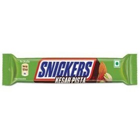 تصویر شکلات اسنیکرز با طعم زعفران و پسته و با روکش شکلاتی 22 گرمی Snickers Kesar Pista Chocolate Bar شکلات و فرآورده های کاکائویی Snickers Kesar 22 گرم