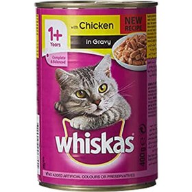 تصویر کنسرو گربه ویسکاس با طعم مرغ مدل خورشتی 400 گرم Whiskas Cat With Chicken 400g