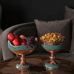 تصویر سرویس پذیرایی فیروزه کوبی ۲ تکه کشکول و آجیل خوری نیشابور 