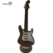تصویر گیتار الکتریک ساز دکوری چوبی Wooden electric guitar decorative instrument 