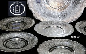 تصویر سرویس شیرینی خوری نقره هفت پارچه قلم گل و مرغ ممتاز عیار ۸۴ استاندارد ایران Silver dishes 84% purity