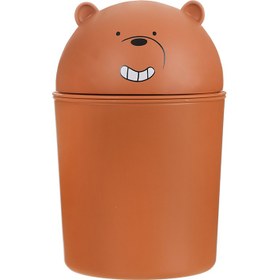 تصویر سطل زباله مینیسو، طرح ما خرسها، گریزی/ قهوایی/ ۱۳ سانتی متر 