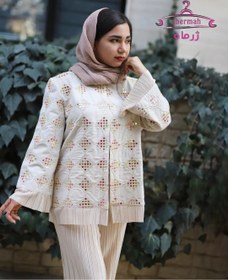 تصویر کت سوزن دوزی مدل پلیسه جنس لینن Needlework coat