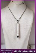 تصویر گردنبند فشنگ صلیب جادار بازشو نقره ای سایز بزرگ استیل 