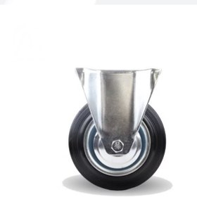 تصویر چرخ حمل بار ثابت ورقی سایز ۷.۵ سانتی متر مشکی 