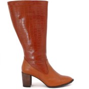 تصویر چکمه زنانه تمام چرم طبیعی پاشنه دار مدل ماندانا کد701 