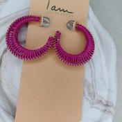 تصویر گوشواره حصیری سرخابی برند i am 