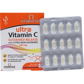 تصویر ویتابیوتیکس قرص اولترا ویتامین ث 500میلی گرم 60عددی VITABIOTICS TABLETS ULTRA VITAMIN C 500 MG 60PCS