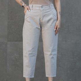 تصویر شلوار دخترانه مام فیت کمر کش نسکافه ای 