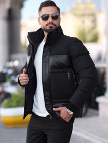 تصویر کاپشن مردانه چرم مشکی S&M CLOTHİNG سایز ۴۴ 