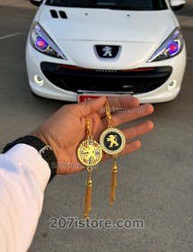 تصویر آویز خودرو لاکچری طلایی پژو 