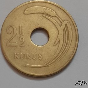 تصویر سکه ۲/۵ کروس ترکیه ۱۹۴۹ 