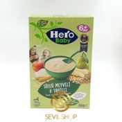 تصویر غذای کمکی کودک ارگانیک هرو بیبی هشت غله و میوه با شیر 200 گرم Hero Baby Serlak eight grains and fruit milk 200gr