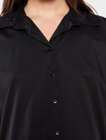 تصویر خرید اینترنتی پیراهن بارداری زنانه سیاه السی وایکیکی S2ER81Z8 ا Gömlek Yaka Düz Uzun Kollu Poplin Hamile Elbise Gömlek Yaka Düz Uzun Kollu Poplin Hamile Elbise