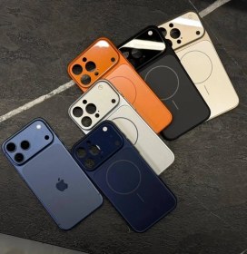 تصویر قاب موبایل تبدیل به ۱۷ پرومکس مدل AG Glass مناسب آیفون - iPhone 12 Pro Max / نارنجی 