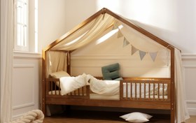 تصویر کلبه تخت نیلا ۱۸۰x۸۰ (وینتیج) تخت خواب کودک