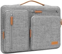 تصویر MOSISO 360 Protective Laptop Sleeve Compatible with MacBook Air 15 inch M3 M2 2024 2023 / Pro 15 A1990 A1707, Surface Laptop 15, HP Stream 14, Side Open Bag with 4 Zipper Pockets&amp;Handle, Gray 