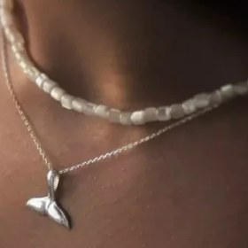 تصویر گردنبند دم وال نقره 