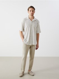 تصویر Regular Fit Kısa Kollu Çizgili Erkek Gömlek 