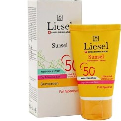 تصویر ضد آفتاب بی رنگ SPF 50 مناسب پوست خشک و نرمال حجم ۴۰ میلی لیتر لایسل 