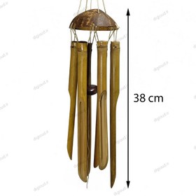 تصویر بادزنگ چوبی بامبو مدل نارگیل 