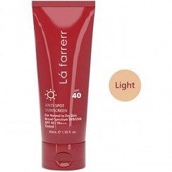 تصویر ضد آفتاب و ضد لک لافارر رنگ روشن پوست خشک و معمولی 40 میل SPF40 La Farrerr Anti Spot Sunscreen For Normal To Dry Skin SPF40 40ml