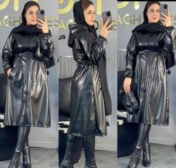 تصویر بارانی چرم مشکی کد 2109638 