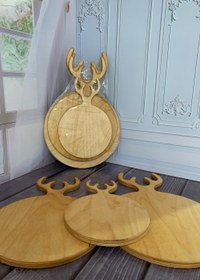 تصویر تخته سرو چوبی گوزن ۳ عددی 