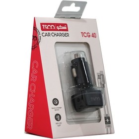 تصویر شارژر فندکی فست شارژ TSCO TCG40 QC3.0 PD 3A 18W + کابل تایپ سی TSCO TCG40 QC3.0 PD 3A 18W Car Fast Charger With Type-C Charging Cable