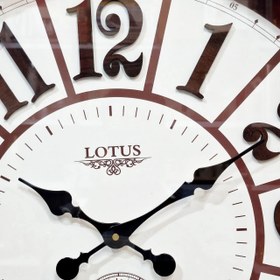 تصویر ساعت دیواری لوتوس کرم فندقی 65 سانتی عدد انگلیسی Lotus clock