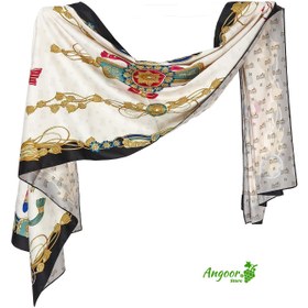 تصویر شال ابریشمی مجلسی رنگ طلایی مشکی کد 2092 