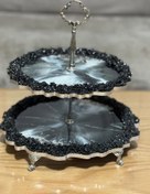 تصویر شیرینی خوری دوطبقه طرح شکوفه سیاه 