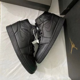 تصویر نایک ایر جردن ۱ ساقدار تمام مشکی Nike air jordan 1 high black 