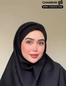 تصویر مقنعه تل دار نخ مشکی چارشو 